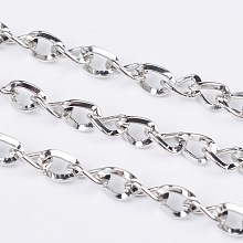 Honeyhandy Iron Side Twisted Chain, with Spool, Unwelded, Lead Free & Nickel Free, Platinum Color, Size: Chains: about 5mm long, 4mm wide, 0.9mm thick, about 328.08 Feet(100m)/roll