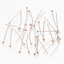 Honeyhandy Brass Ball Head pins, Cadmium Free & Lead Free, Rose Gold, Size: about 0.5mm thick, 24 Gauge,, 20mm long, Head: 1.5mm, about 360pcs/20g.