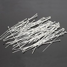 Honeyhandy 100Pcs Silver Color Plated Brass Ball Head Pins, Size: about 0.5mm thick, 24 Gauge,, 40mm long, Head: 1.5mm, about 250pcs/20g