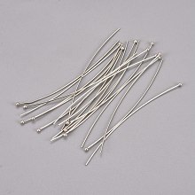 Honeyhandy Brass Ball Head Pins, Platinum Color, Size: about 0.7mm thick(21 Gauge), 70mm long, Head: 1.8mm