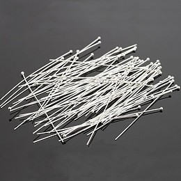 Honeyhandy 100Pcs Silver Color Plated Brass Ball Head Pins, Size: about 0.5mm thick, 24 Gauge,, 40mm long, Head: 1.5mm, about 250pcs/20g