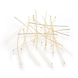 Honeyhandy Golden Plated Brass Ball Head Pins, Size: about 0.5mm thick, 24 Gauge,, 50mm long, Head: 1.5mm