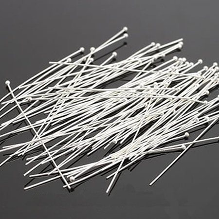 NBEADS Brass Ball Headpins 3000pcs/bag for Jewelry Making(silver, 0.5mm thick, 45mm long, head: 1.5mm)