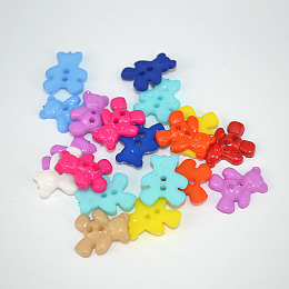 Honeyhandy Little Bear 2-hole Sewing Buttons, Resin Button, Mixed Color, about 20mm long, 16mm wide, hole: 1.5mm, about 400pcs/bag