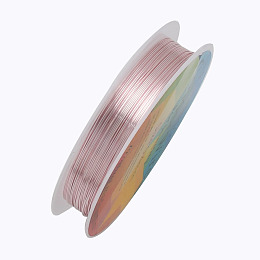 Honeyhandy Round Copper Jewelry Wire, Pink, 28 Gauge, 0.3mm, about 65.61 Feet(20m)/roll