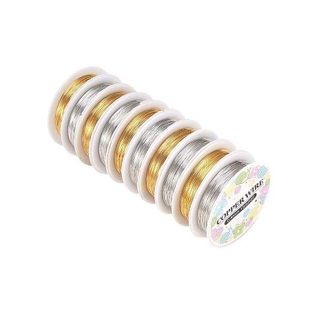 ARRICRAFT 10 Rolls (15m/Roll) Silver & Gold 0.4 mm Copper Wire Jewelry Beading Wire for Crafting Beading Jewelry Making
