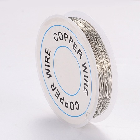 Honeyhandy Copper Jewelry Wire, Silver, 0.3mm, about 65.61 Feet(20m)/roll