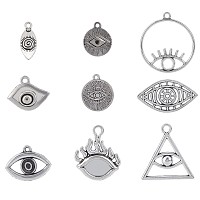 PandaHall 36pcs 9 Style Lots Eyes of Horus Charms Pendants Tibetan Silver Alloy Charms for Necklace Bracelet DIY Craft Jewelry Making