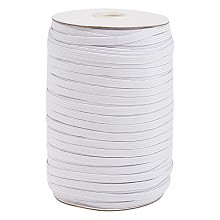 3/8" Flat Braided Elastic Rope Cord, Heavy Stretch Knit Elastic with Spool for DIY Disposable Mouth Cover, White, 10mm; about 100yards/roll(300 feet/roll)