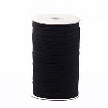 1/4" Flat Braided Elastic Rope Cord, Heavy Stretch Knit Elastic with Spool for DIY Disposable Mouth Cover, Black, 6mm; about 190~200yards/roll (570~600 feet/roll)(In Stock)