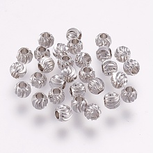 Brass Beads, Long-Lasting Plated, Round, Real Platinum Plated, 5x4mm, Hole: 2mm