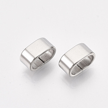 304 Stainless Steel Slide Charms, Rectangle, Stainless Steel Color, 5x10x6mm, Hole: 8x4mm