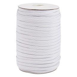 3/8" Flat Braided Elastic Rope Cord, Heavy Stretch Knit Elastic with Spool for DIY Disposable Mouth Cover, White, 10mm; about 100yards/roll(300 feet/roll)