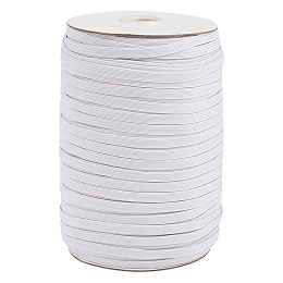 1/4" Flat Braided Elastic Rope Cord, Heavy Stretch Knit Elastic with Spool for DIY Disposable Mouth Cover, White, 6mm; about 190~200yards/roll (570~600 feet/roll)(In Stock)