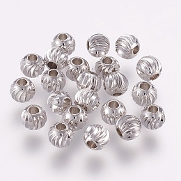 Brass Beads, Long-Lasting Plated, Round, Real Platinum Plated, 6x5mm, Hole: 2mm