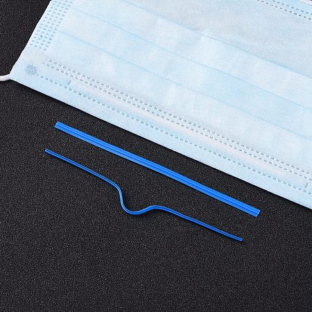 PE Nose Bridge Wire for Face Mask, with Galvanized Iron Wire Single Core Inside, DIY Disposable Mask Material, Blue, 10cm(3.93