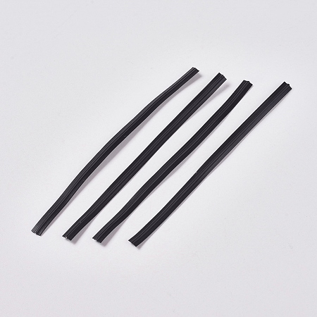 PE Nose Bridge Wire for Mouth Cover, with Galvanized Iron Wire Single Core Inside, DIY Disposable Mouth Cover Material, Black, 8cm(3.14