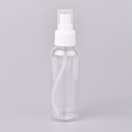 Plastic Spray Bottles, Refillable Mist Pump, with Bottle Caps, Empty Alcohol Bottle, Clear, 13.5cm, Capacity: 100ml