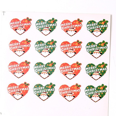 Arricraft Colorful Heart with Santa Claus Pattern DIY Label Paster Picture Stickers for Christmas 16.7x16.3cm