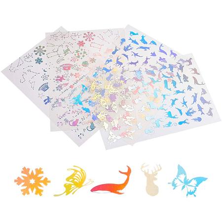 4 Sheets Transparent Resin Film Stickers Laser Effect Decorative Stickers Filling Material for Resin Art