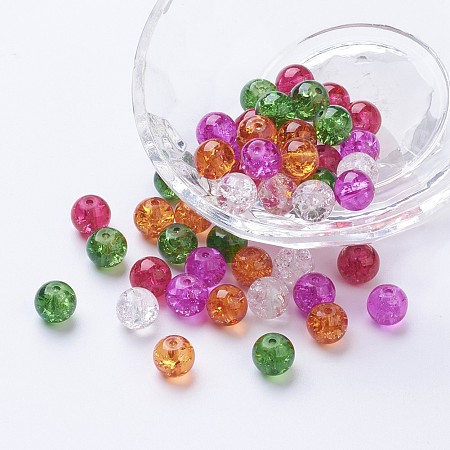 Arricraft Mixed Color 8mm Crackle Glass Round Beads for Jewelry Bracelet Necklace Making Fit for Halloween Christmas DIY Crafting Assorted Beads (Christmas Mix)