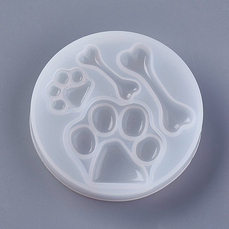 2pcs Footprint & Bone Clear Silicone Handmade Moulds Soap Mold Pendants Charms Molds DIY Resin Decorative Craft Jewelry Making Mold Epoxy Resin Molds, 75x12mm