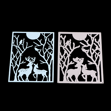 ARRICRAFT Rectangle with Christmas Reindeer/Stag Frame Carbon Steel Cutting Dies Stencils, for DIY Scrapbooking/Photo Album, Decorative Embossing DIY Paper Card, Matte Platinum, 12.7x9.5cm