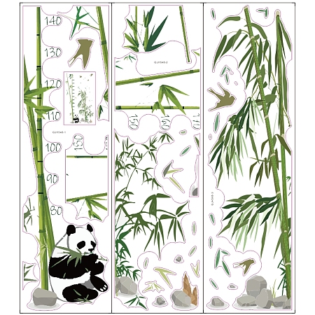 ARRICRAFT 3 Sheets/Set Height Chart Panda Bamboo Growth Height Chart Wall Sticker Cartoon PVC Height Measurement Ruler 80 to 180 cm Height Measure for Nursery Bedroom Living Room