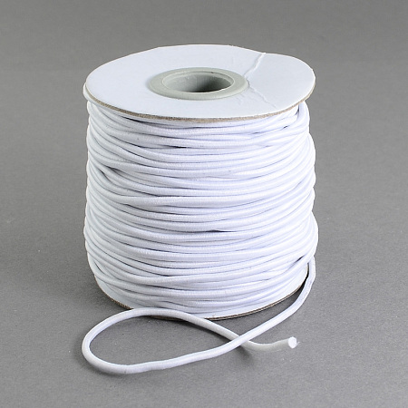 Round Elastic Cord with Nylon Outside and Rubber Inside for DIY Disposable Mouth Cover, White, 2mm; 40m/roll