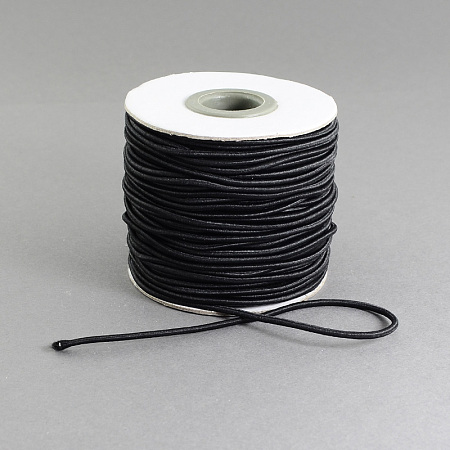 Round Elastic Cord with Nylon Outside and Rubber Inside for DIY Disposable Mouth Cover, Black, 2mm; 40m/roll