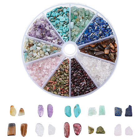 AHANDMAKER 10 Styles Mixed Chip Stone Beads Set, About 200 Pcs Natural and Synthetic Irregular Shape No Hole Loose Bead Gemstones for DIY Wishing Bottle Bracelets Necklaces Jewelry Making Home Decor