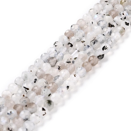 ARRICRAFT Natural Moonstone Beads Strands, Round, Faceted, 5mm, Hole: 0.8mm, about 86pcs/strand, 15.24''(38.7cm)