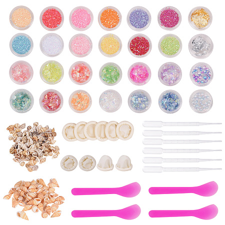 ARRICRAFT Resin Jewelry Making Supplies Kit with Sequins, Glitters, Shell Beads, Mermaid Beads, Foil, Finger Cots, Dropping Pipettes and Spoons for Nail Art and Craft Decoration
