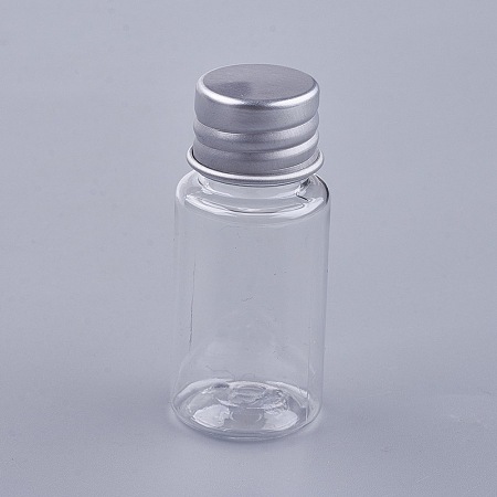 Flat Shoulder PET Liquid Bottle, with Aluminum Cap, Clear, 5.3x2.3cm; Capacity: 10ml