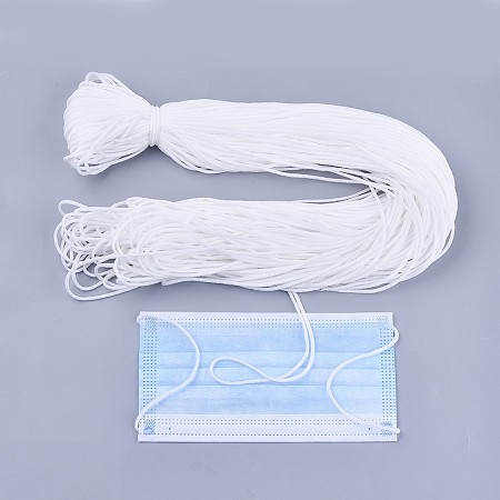 Round Polyester & Spandex Elastic Band for Mouth Cover Ear Loop, Mouth Cover Elastic Cord, DIY Disposable Mouth Cover Material, White, 2.5~3mm; about 420~480m/500g