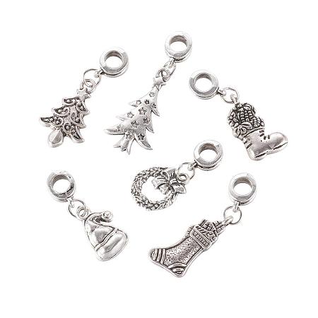 Arricraft About 50 Pcs Tibetan Silver Alloy European Dangle Bail Pendant Charm Large Hole Beads Christmas Style for Jewelry Making