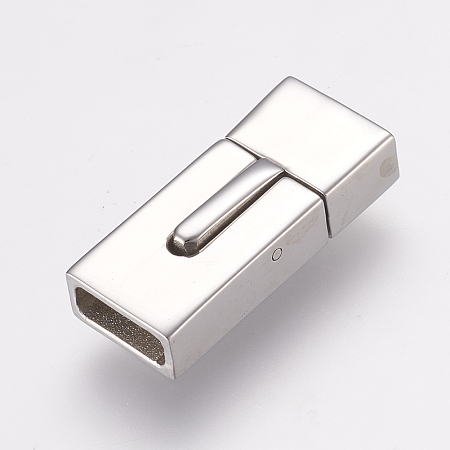 304 Stainless Steel Bayonet Clasps, Smooth Surface, Rectangle, Stainless Steel Color, 23x10x6mm, Hole: 3x8mm