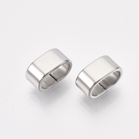 304 Stainless Steel Slide Charms, Rectangle, Stainless Steel Color, 5x10x6mm, Hole: 8x4mm