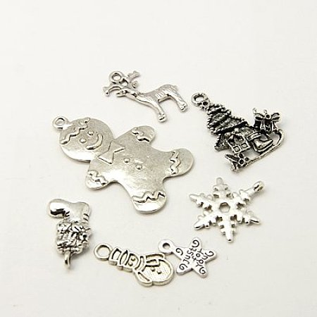 Arricraft Tibetan Style Pendants for Christmas Day With 7 Different Shapes Antique Silver