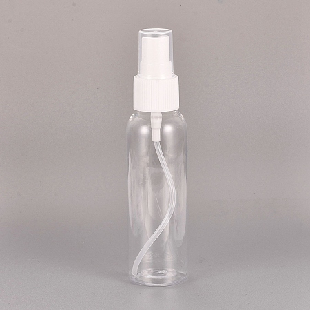 PET Plastic Portable Spray Bottle, Refillable Mist Pump, Perfume Atomizer, Clear, 130x32mm; Capacity: about 60ml