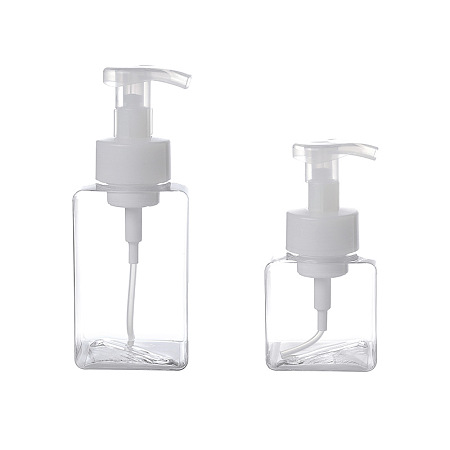 Plastic Foaming Soap Dispensers, Pump-Bottles for Liquid Soap, Refillable Bottles, Clear, 14.4x7cm; Capacity: 250ml