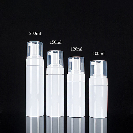Plastic Foaming Soap Dispensers, Pump-Bottles for Liquid Soap, Refillable Bottles, White, 16.6x4.7cm; Capacity: 150ml