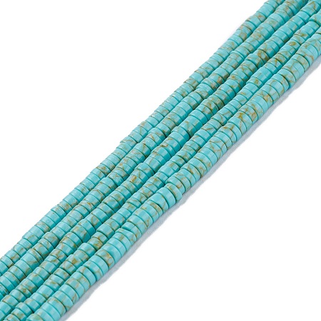 ARRICRAFT Synthetic Turquoise Beads Strands, Dyed, Heishi Beads, Flat Round/Disc, Light Sea Green, 4x1mm, Hole: 1mm, 15.24~16.06 inch(38.7~40.8cm)