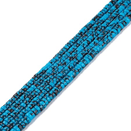 ARRICRAFT Synthetic Turquoise Beads Strands, Dyed, Heishi Beads, Flat Round/Disc, Deep Sky Blue, 4x1mm, Hole: 1mm, 15.24~16.06 inch(38.7~40.8cm)