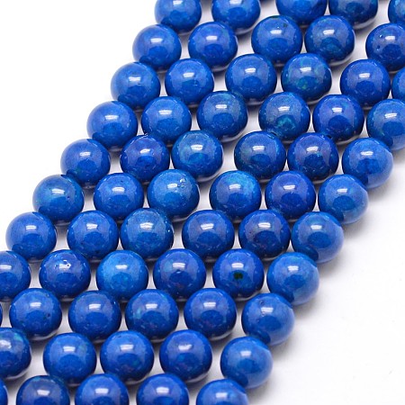 ARRICRAFT Dyed Fossil Beads, Round, Blue, 4mm, Hole: 0.5mm, about 100pcs/strand, 16 inch