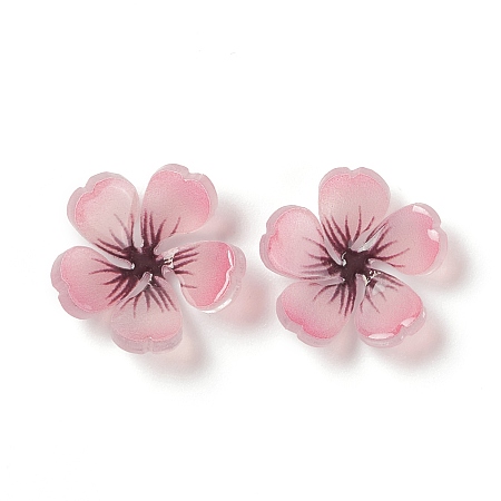 ARRICRAFT Opaque Resin Cabochons, Flower, Pink, 18x18x7mm
