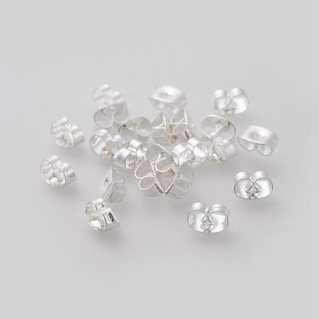 304 Stainless Steel Ear Nuts, Earring Backs, Silver Color Plated, 6x4.5x3mm, Hole: 0.8~1mm