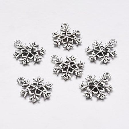 Arricraft 20pcs Tibetan Style Pendants Snowflake Shaped Pendant for Christmas Cadmium Free & Nickel Free & Lead Free