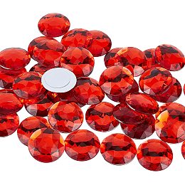 Self-Adhesive Acrylic Rhinestone Stickers, for DIY Decoration and Crafts, Faceted, Half Round, Red, 30x6mm; 50pcs/box