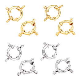 Unicraftale 304 Stainless Steel Spring Ring Clasps, Golden & Stainless Steel Color, 23x14x4mm, Hole: 2.5mm; 5pcs/color, 2 colors, 10pcs/box